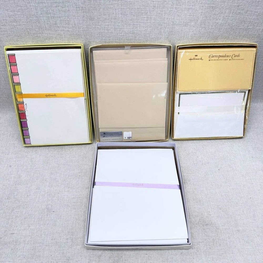 Vintage Hallmark Rytex Stationery Lot Boxed Note Cards Envelopes 4 Sets